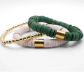 Green and White Game Day Bracelet Stack