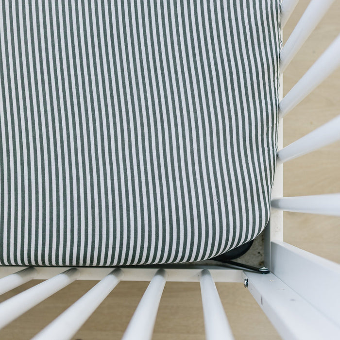 Green Stripes Muslin Crib Sheet