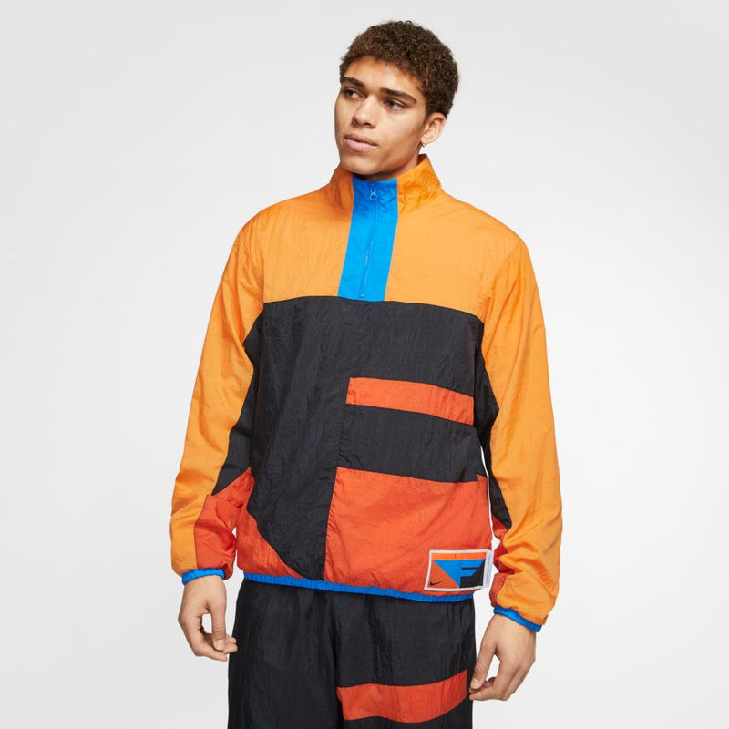 HALF ZIP MOCK NECK "BLACK/ORANGE"