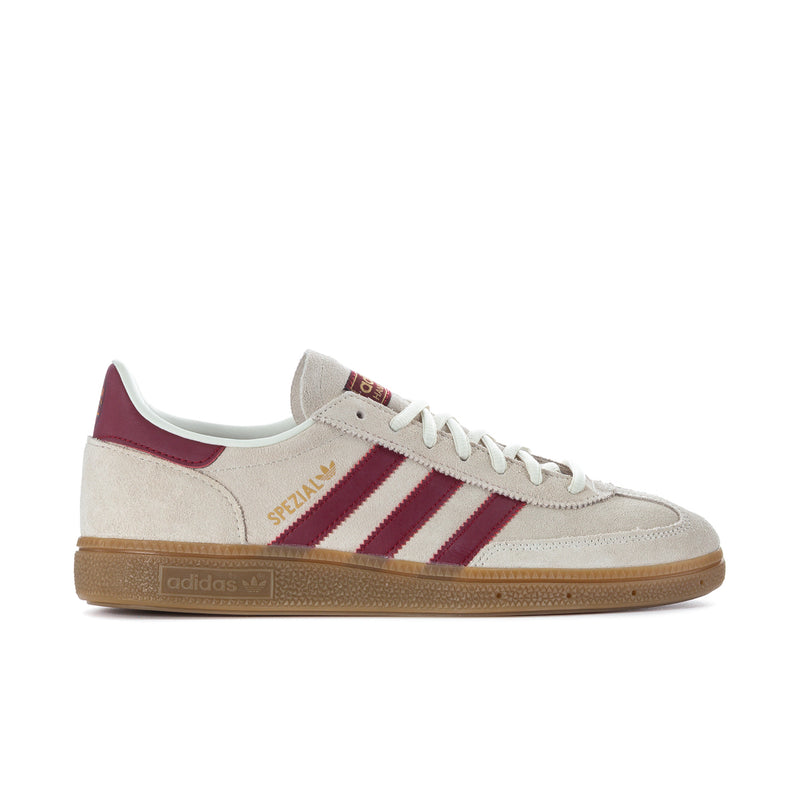 Men's Handball Spezial suede sneakers, beige with burgundy stripes and gum sole