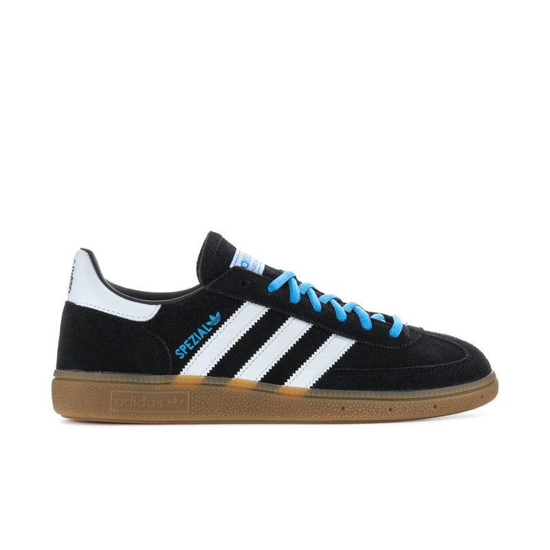Men's Handball Spezial low sneakers: black suede, white stripes, blue laces