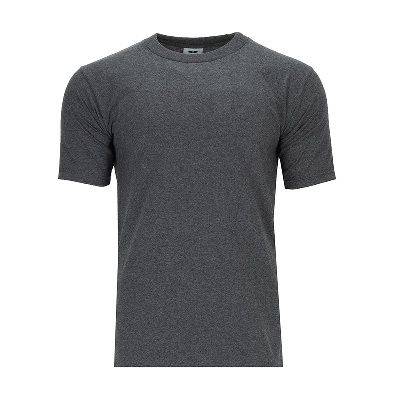 Men's charcoal heather heavyweight crew neck T-shirt, short sleeves