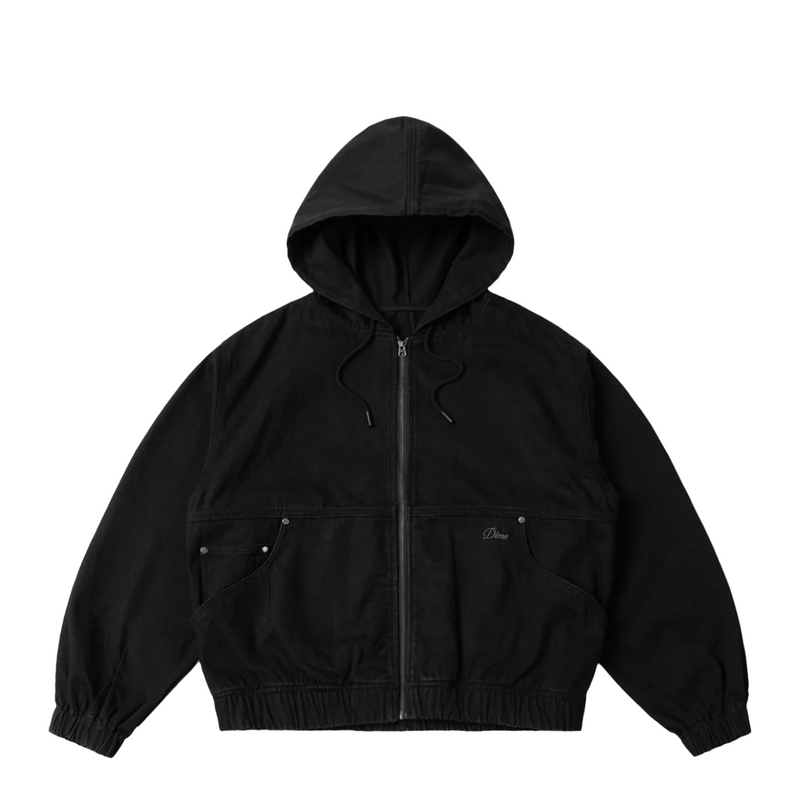 HOODED DENIM JACKET BLACK