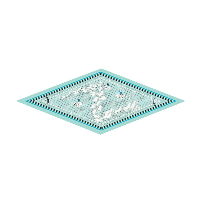 Horses Blue Silk Diamond Scarf