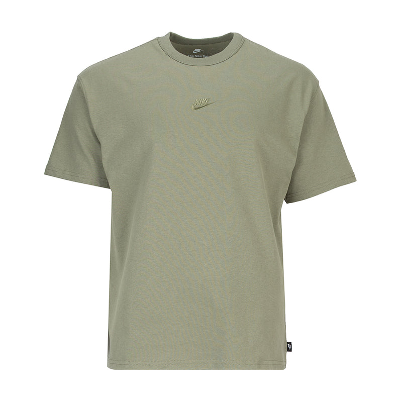 Men's sage green essential t-shirt with small chest Nike logo and crew neck