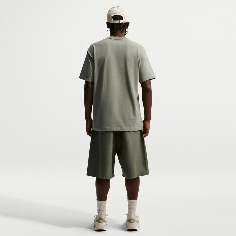 Men's sage green essential t-shirt back view with crew neck