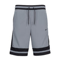 Men's 10-inch basketball shorts in cool grey with black trim and drawstring waist