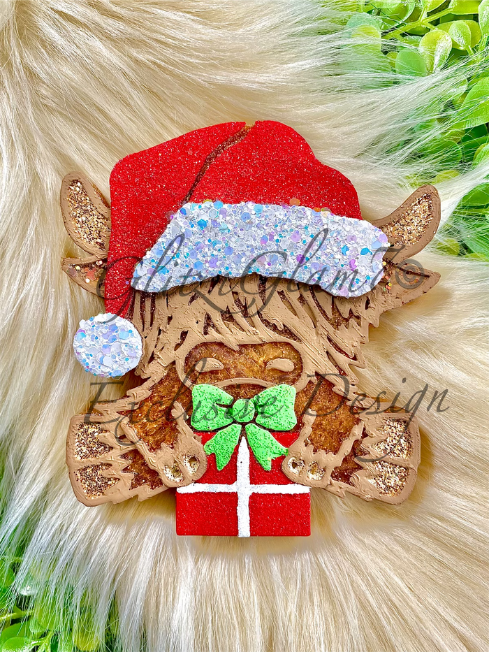 Christmas Highland Cow w/ Present Silicone Mold-GNG7 Exclusive