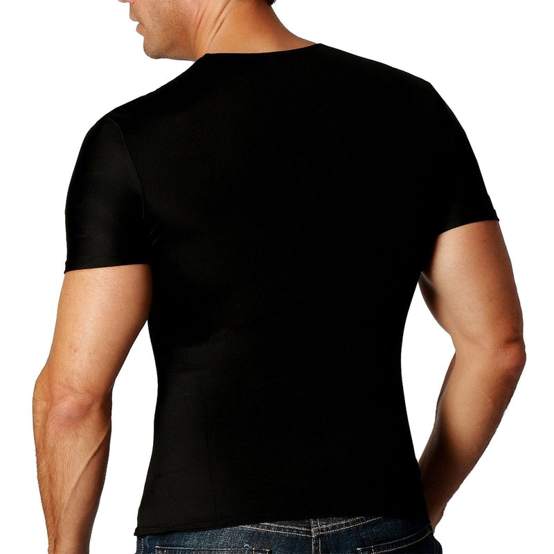 Insta Slim Men's Compression Short Sleeve V-Neck Shirt VS0001 Black