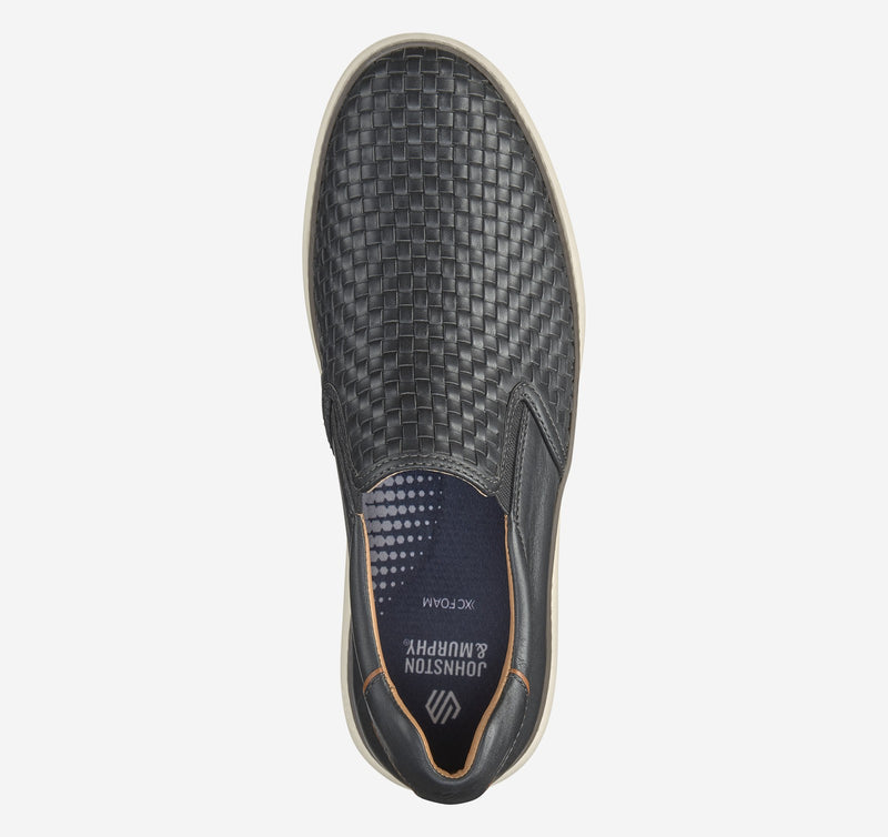 Johnston & Murphy McGuffey 2 Woven Slip-On 25-2995 Black Woven Full Grain