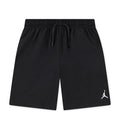 Youth black woven play shorts with elastic waistband and drawstring