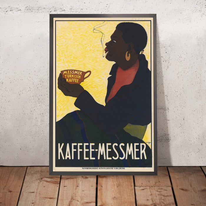 A framed image of Kaffee-Messmer Vintage Coffee Poster by Karl Hofer, 1900