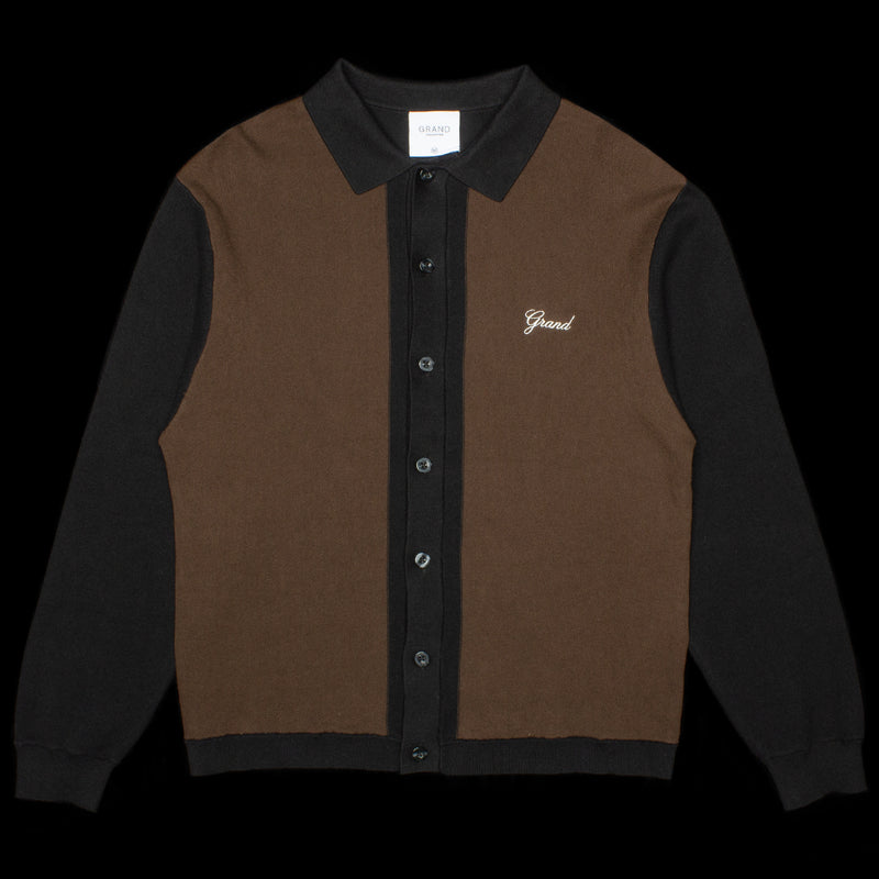 Grand Collection | Knit Button-Up Sweater Color : Black / Brown