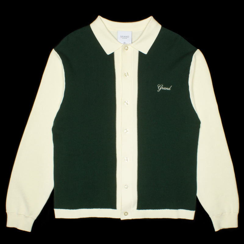 Grand Collection | Knit Button-Up Sweater Color : Cream / Forest