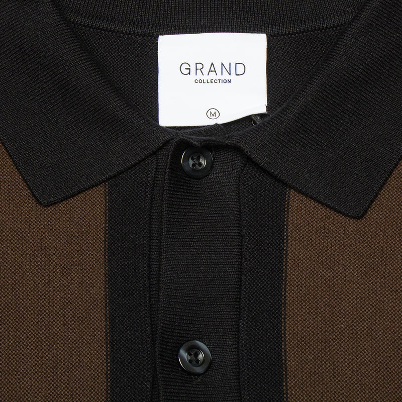 Grand Collection | Knit Button-Up Sweater Color : Black / Brown