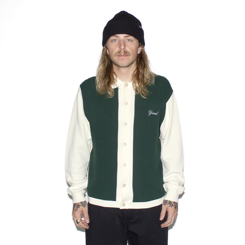 Grand Collection | Knit Button-Up Sweater Color : Cream / Forest