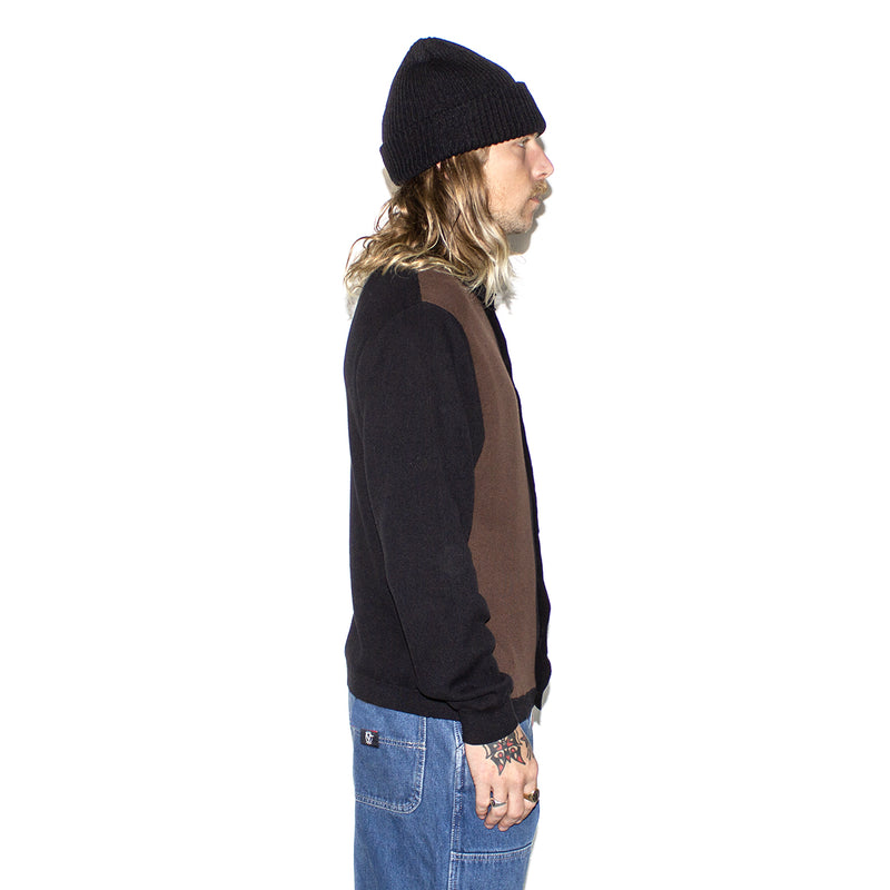 Grand Collection | Knit Button-Up Sweater Color : Black / Brown