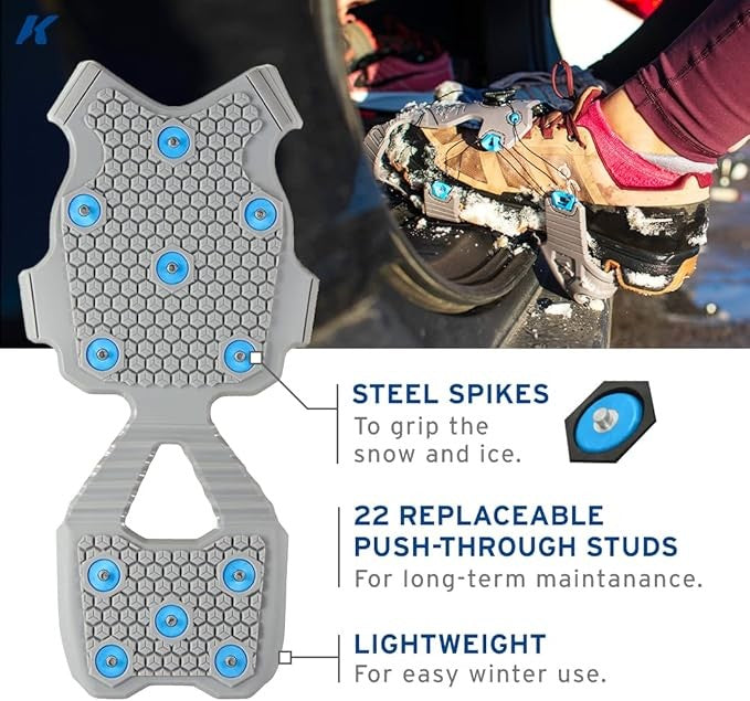 Korkers Ice Walker Ice Cleats Lightweight  Replaceable Steel  Grey/Aqua