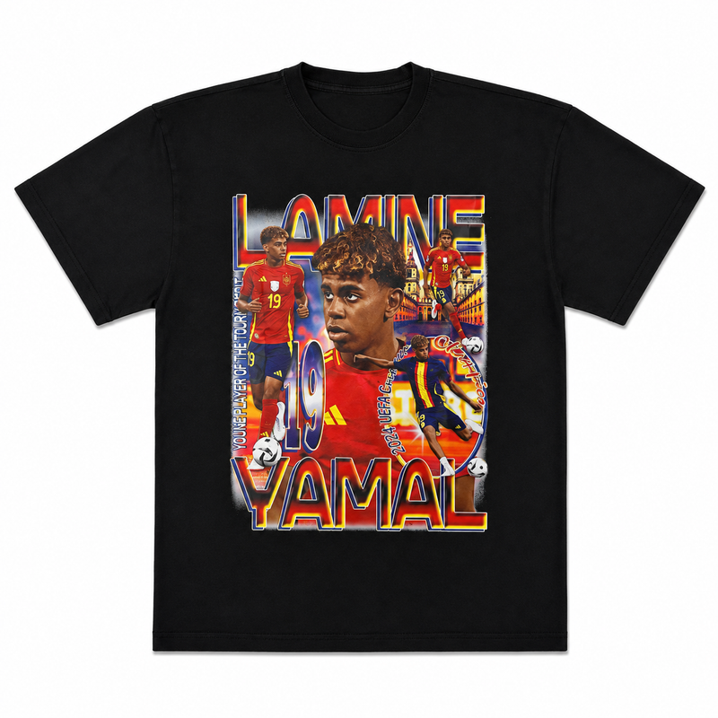 LAMINE YAMAL "YOUNG PLAYER OF THE TOURNAMENT" GRAPHIC TEE BLACK