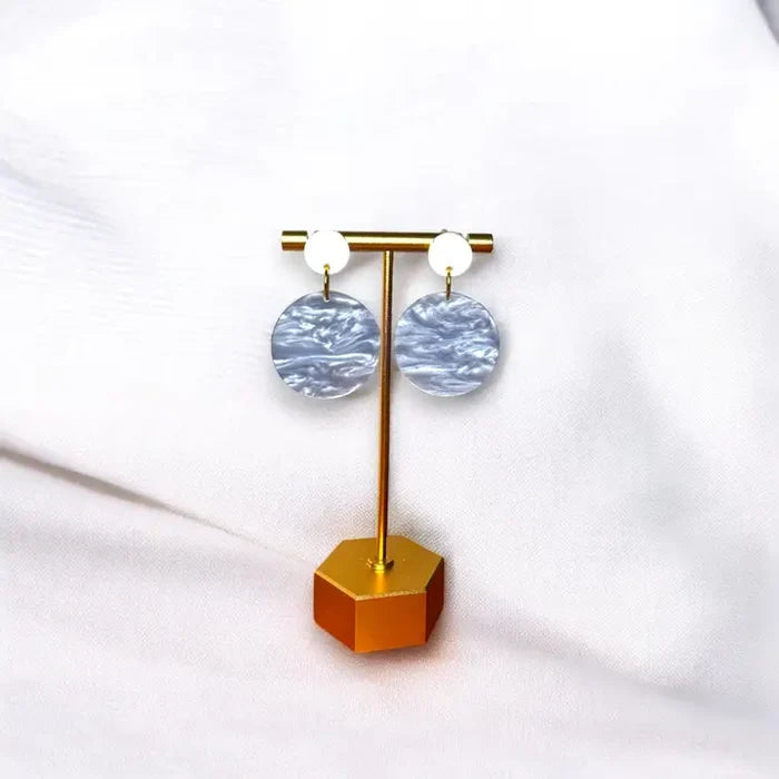 Light Blue & White Acrylic Game Day Earrings