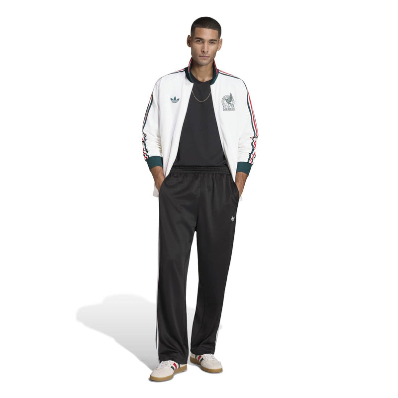 Men's white Mexico zip track jacket with green-trimmed collar and stripe sleeves