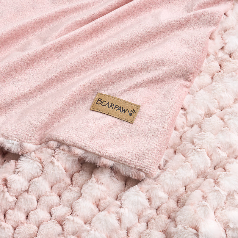 Milie Faux Fur Throw Blanket Tea Rose