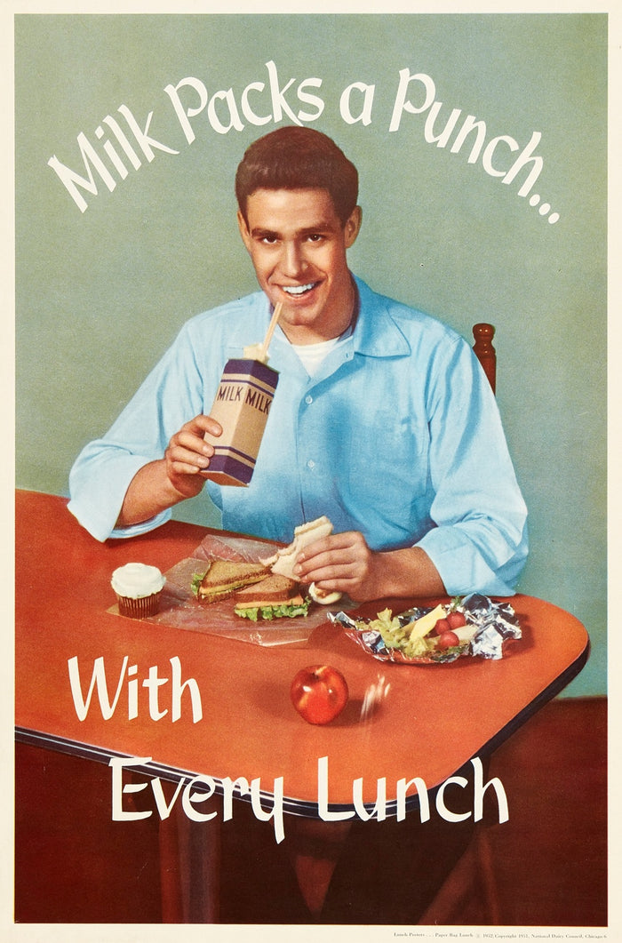 Milk Packs a Punch Vintage Milk Poster, 1952