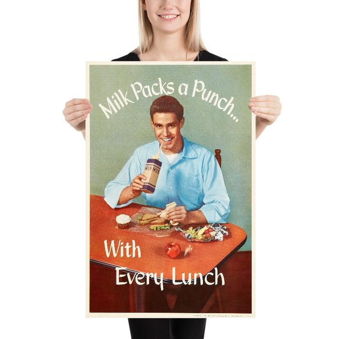 Milk Packs a Punch Vintage Milk Poster, 1952