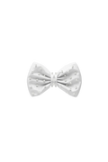 Mini Bow White Satin Pearl Toe Clip