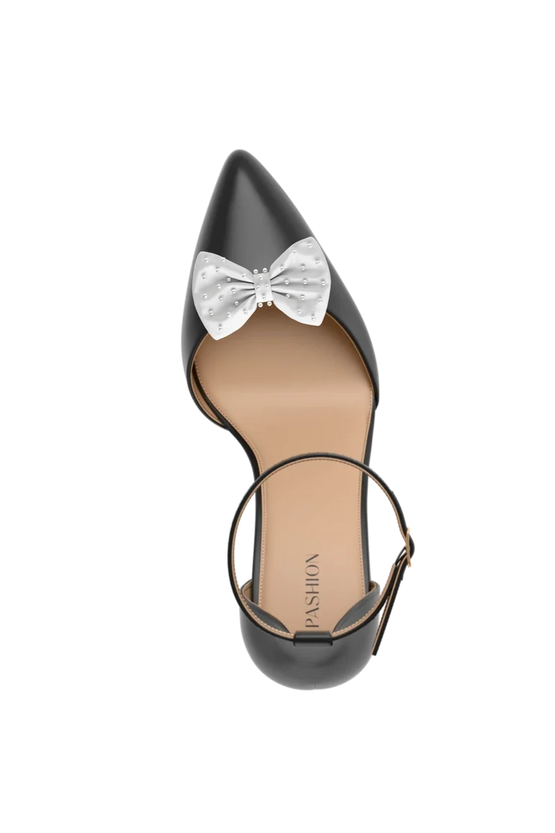Mini Bow White Satin Pearl Toe Clip