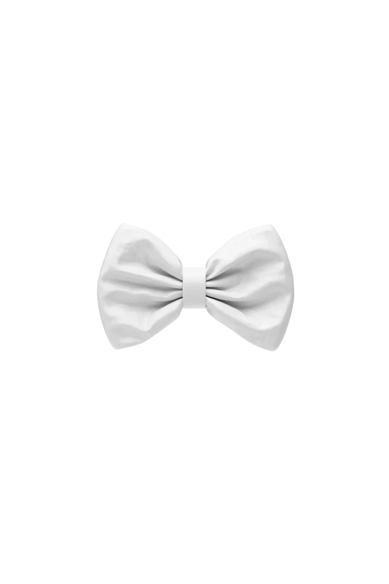 Mini Bow White Satin Toe Clip