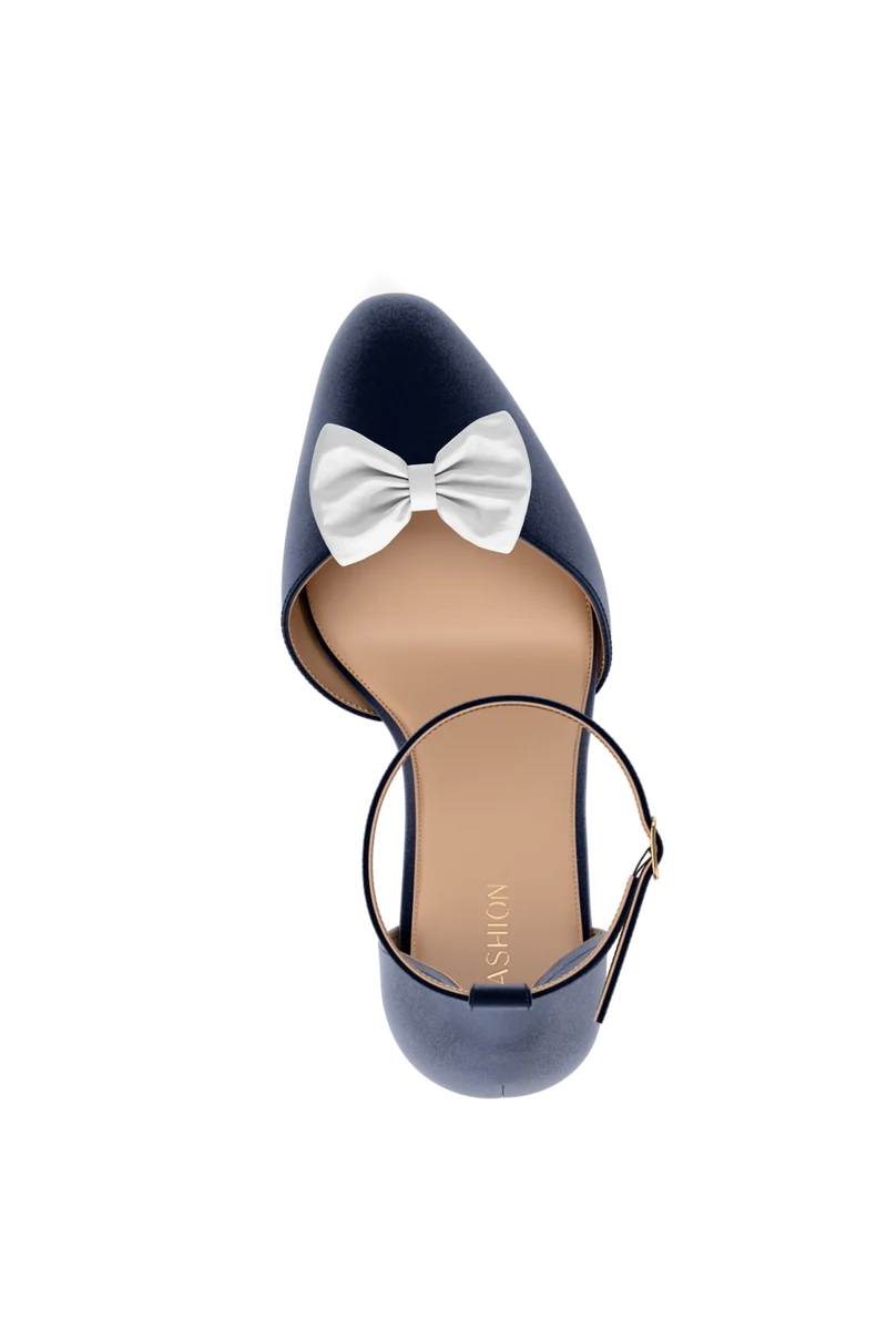 Mini Bow White Satin Toe Clip
