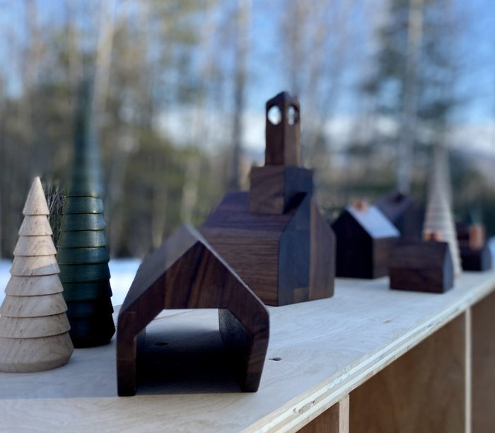 Modern Christmas Village - Covered Bridge