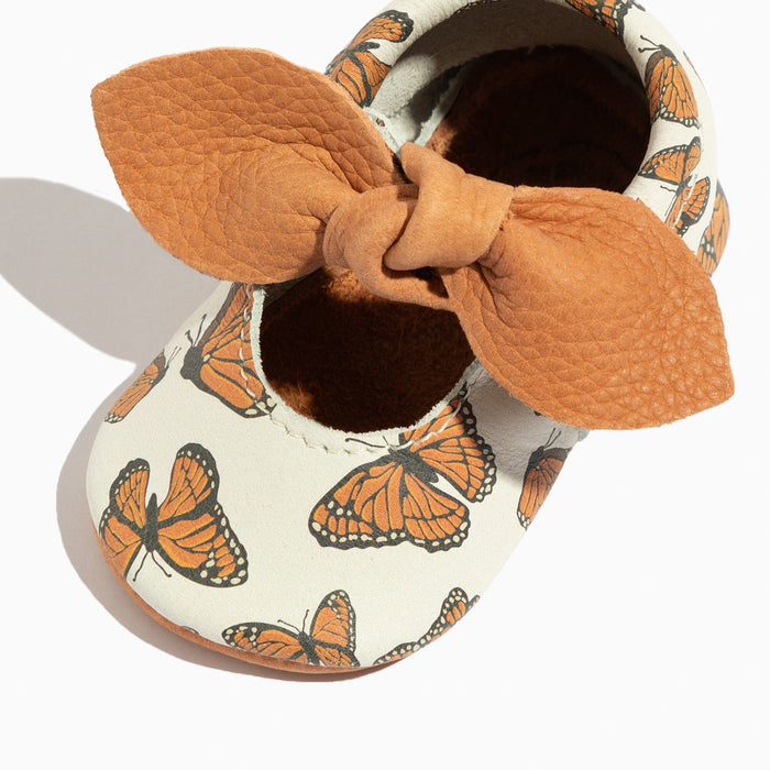 Monarch Butterfly Knotted Bow Baby Shoe
