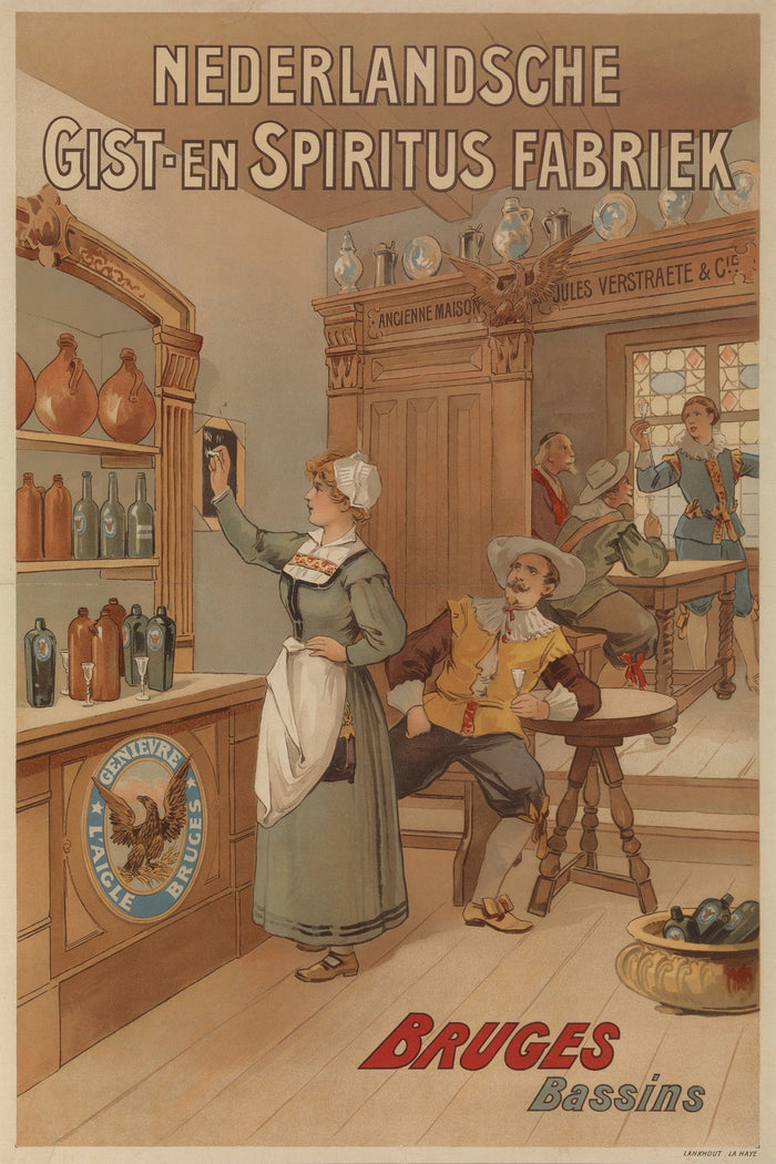 Nederlandsche Gist-en Spiritus Fabriek Vintage Genever Poster, 1895