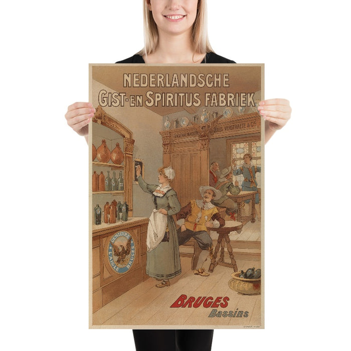 Nederlandsche Gist-en Spiritus Fabriek Vintage Genever Poster, 1895