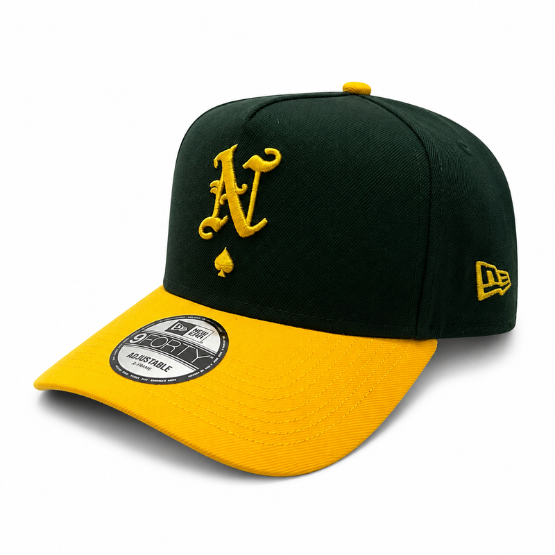 NEW ERA X NRML "ACE OF SPADES" 9FORTY ADJUSTABLE GREEN & GOLD