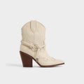 Women's beige cowgirl western ankle boots