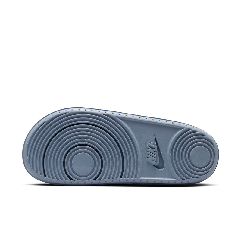Light blue rubber outsole for slide sandals with circular tread pattern