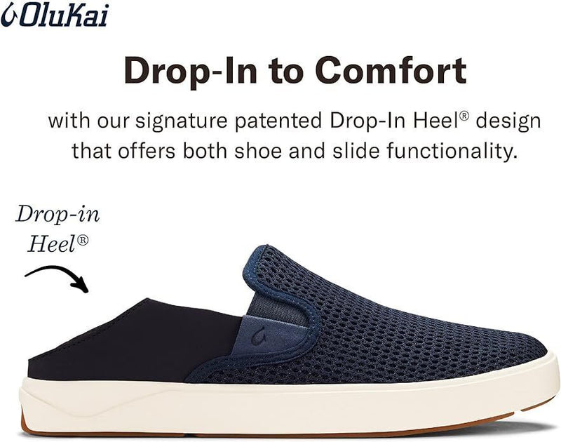 OLUKAI Lae'ahi Men's Pavement Slip On Sneakers Blue Depth/Blue Depth Brand New - AllSportsWearUSA