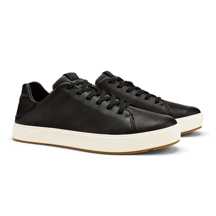 Olukai Lae‘ahi Lī ‘Ili   Men’s Waterproof Leather Sneakers 10455 Onyx