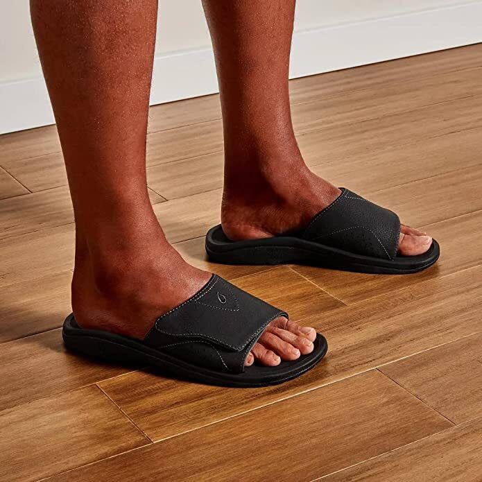 OluKai Nalu Slide Sandals Men's Black/Black Water Resistant Quick-Dry Brand New - AllSportsWearUSA