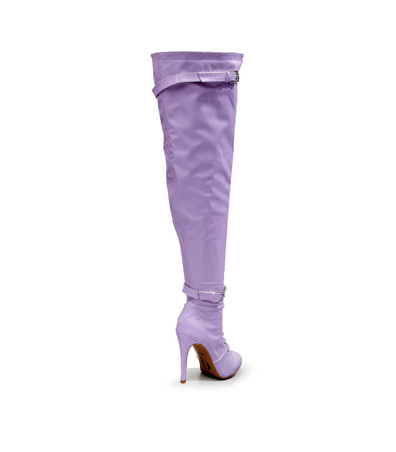 Omani Size Inclusive - Lavender Vegan Patent - Street Sole - Thigh Variant Five