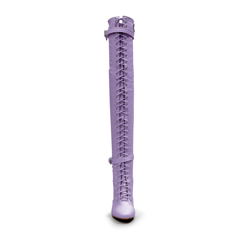 Omani Size Inclusive - Lavender Vegan Patent - Street Sole - Thigh Variant One