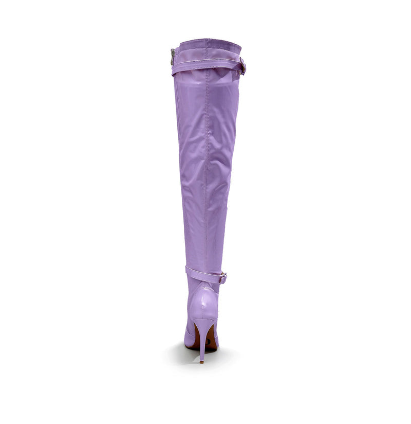 Omani Size Inclusive - Lavender Vegan Patent - Street Sole - Thigh Variant Six