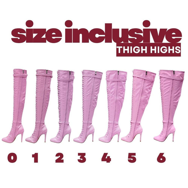 Omani Size Inclusive - Lavender Vegan Patent - Street Sole - Thigh Variant Two