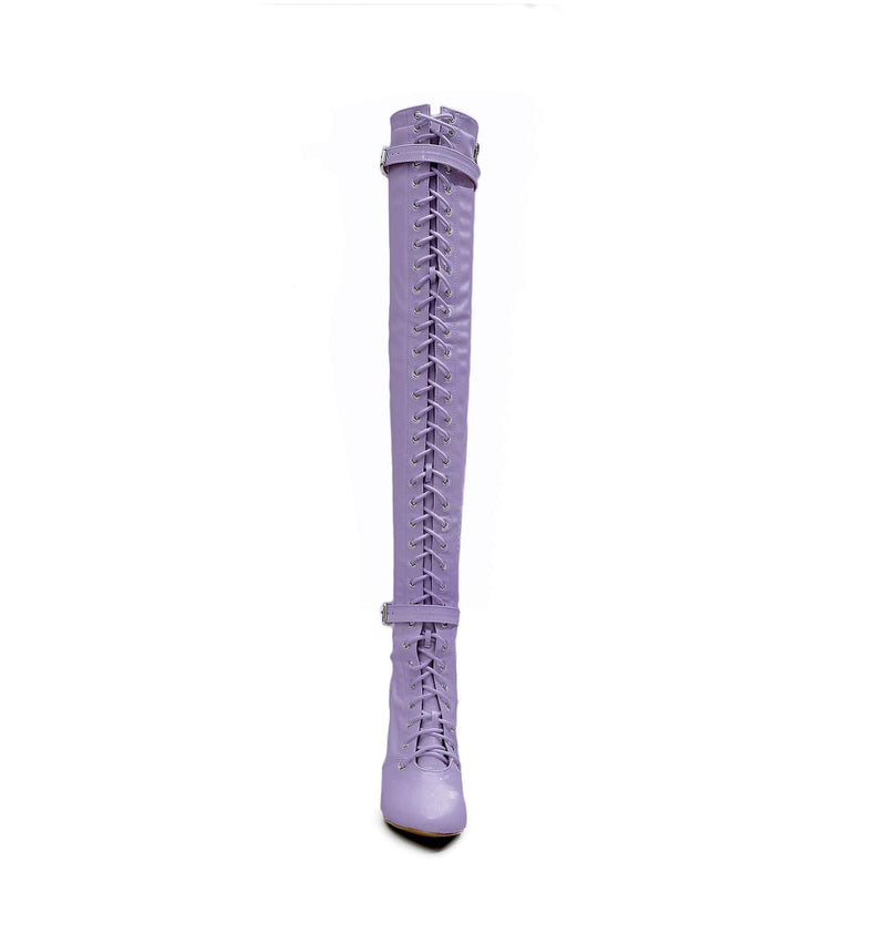 Omani Size Inclusive - Lavender Vegan Patent - Street Sole - Thigh Variant Zero