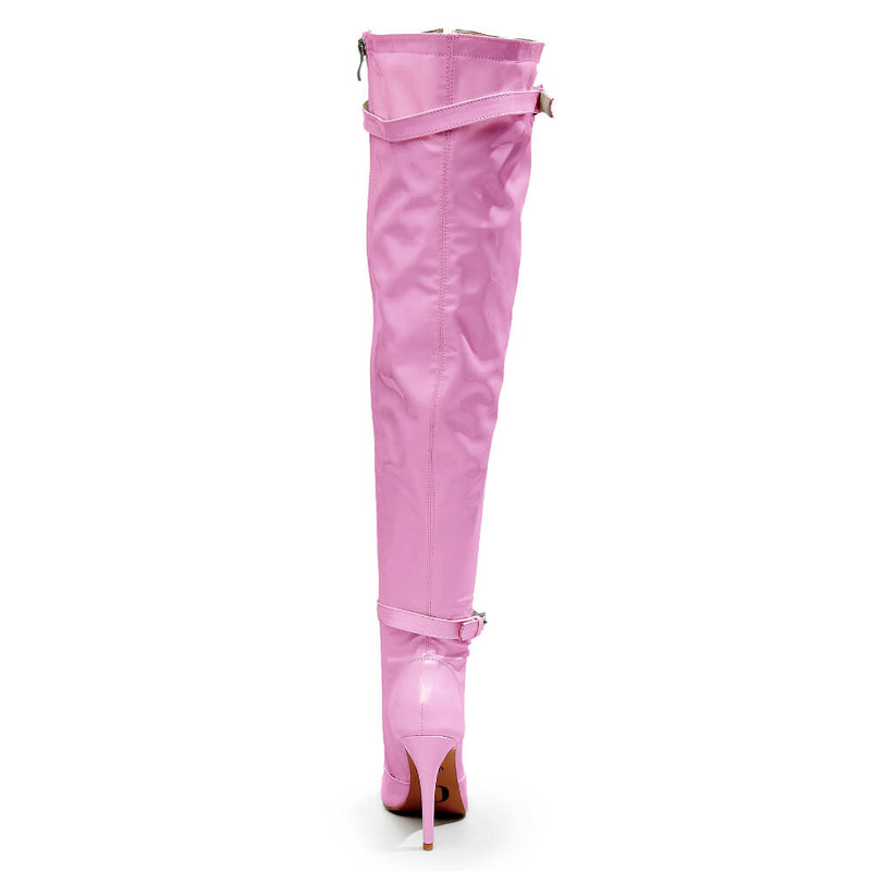 Omani Size Inclusive - Pink Vegan Patent - Street Sole - Thigh Variant Five