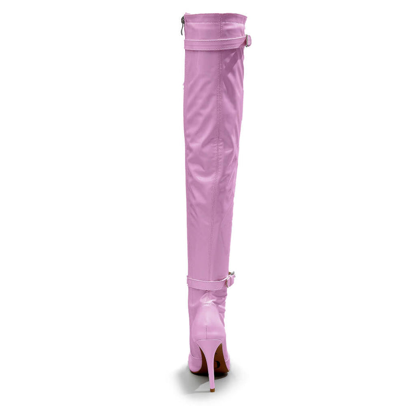 Omani Size Inclusive - Pink Vegan Patent - Street Sole - Thigh Variant Three
