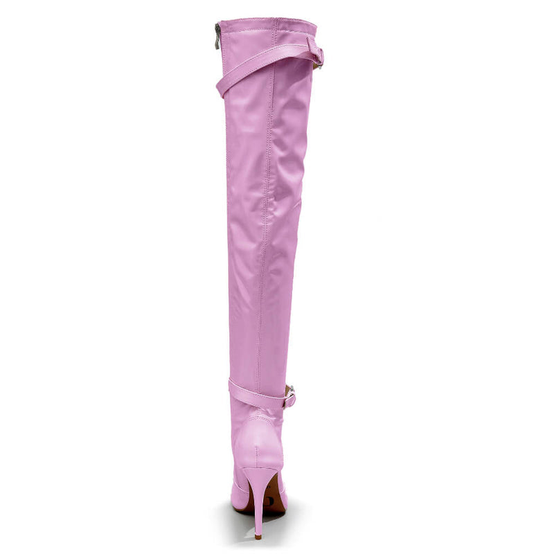Omani Size Inclusive - Pink Vegan Patent - Street Sole - Thigh Variant Two